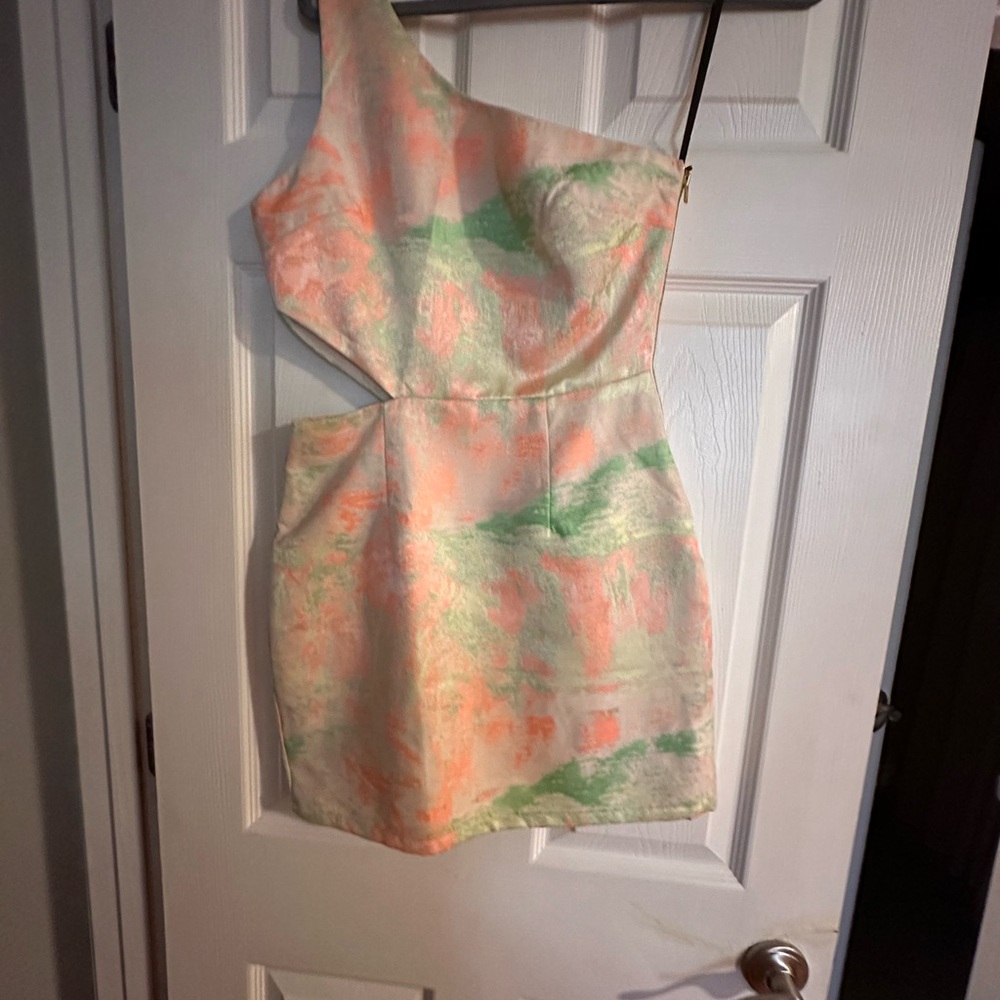 One-Shoulder Multicolor Dress